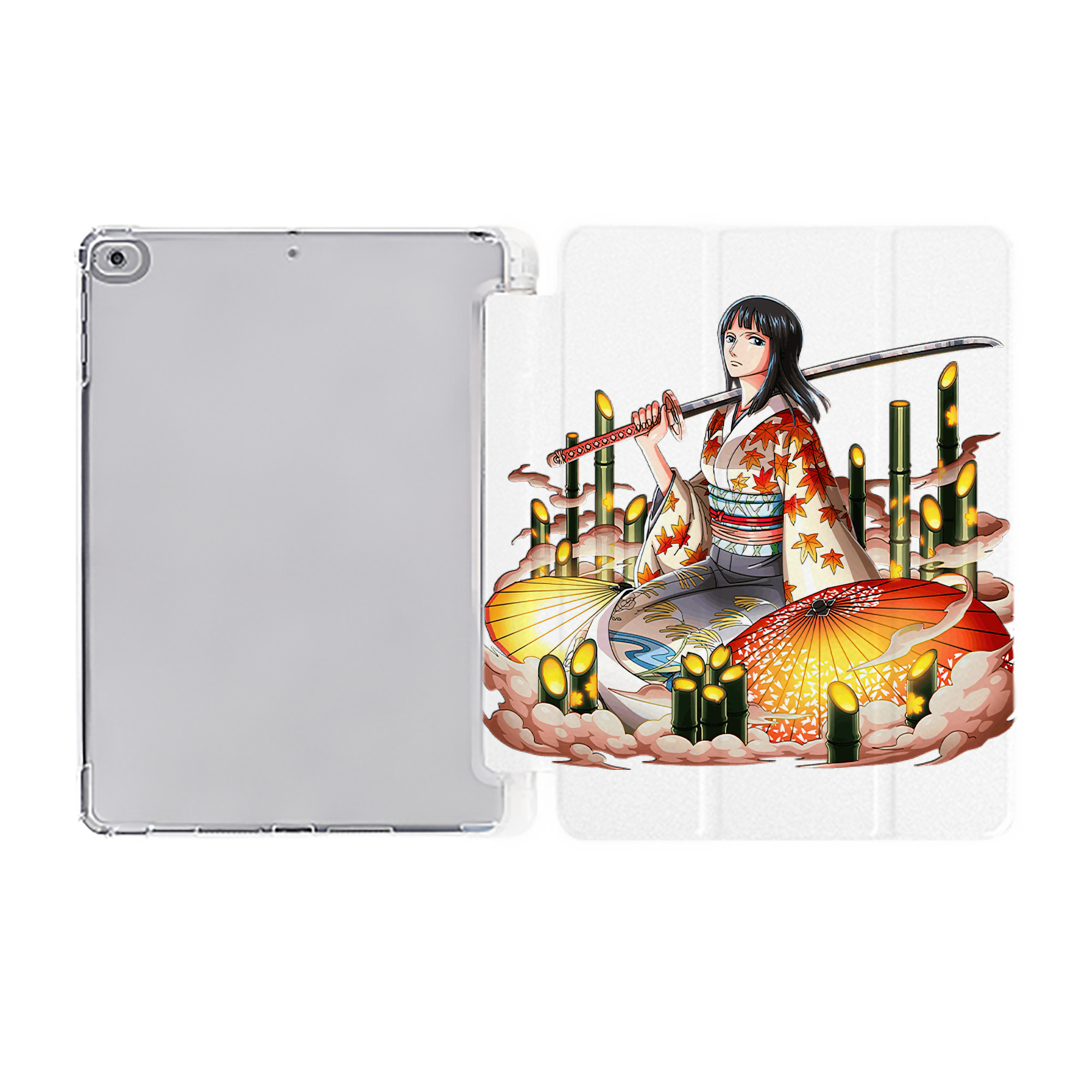 （画像用） ワンピース ニコ・ロビン ONE PIECE Nico Robin IPad ケース ペン収納付き 三つ折りスタンド PUレザー×シリコン 対応機種9.5/10.5/10.9インチ